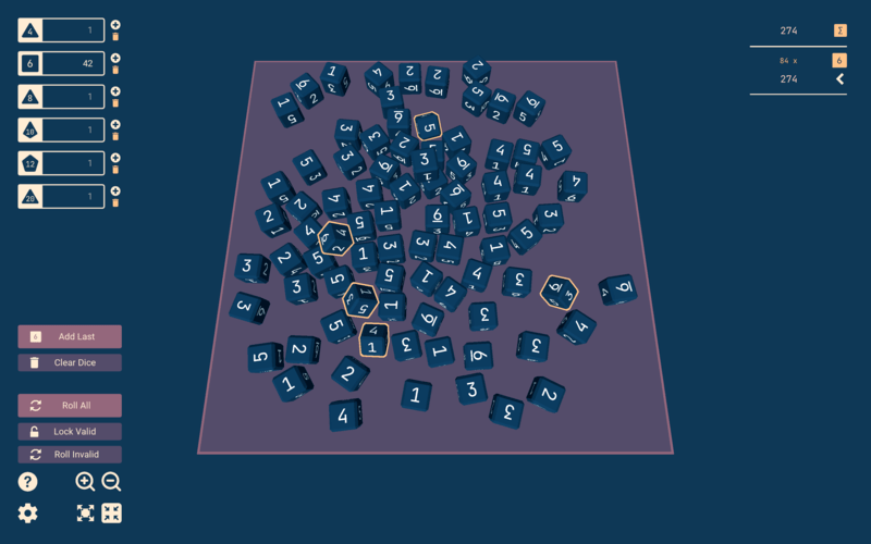 second screenshot of the dice roller